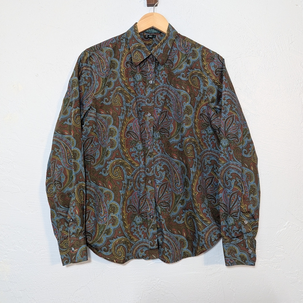 Mens Ralph Lauren Paisley Western Maximalists Button Down Shirt Artsy Statement